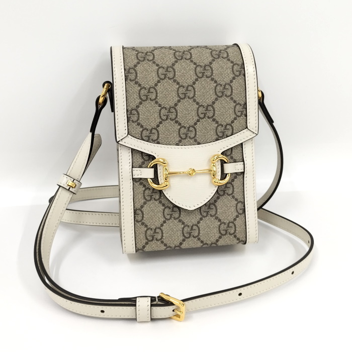 【中古】GUCCI ミニショルダーバッグ ホースビット GGスプリーム PVC ベージュ系 625615