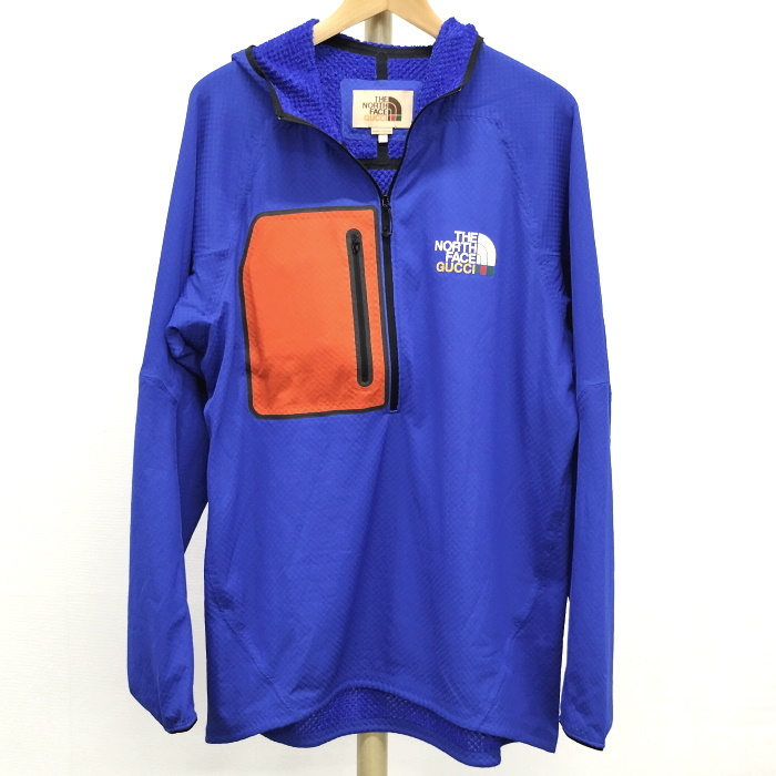 【中古】THE NORTH FACE GUCCIコラボレーション パーカー ポリエステル ブルー 表記サイズL_画像1