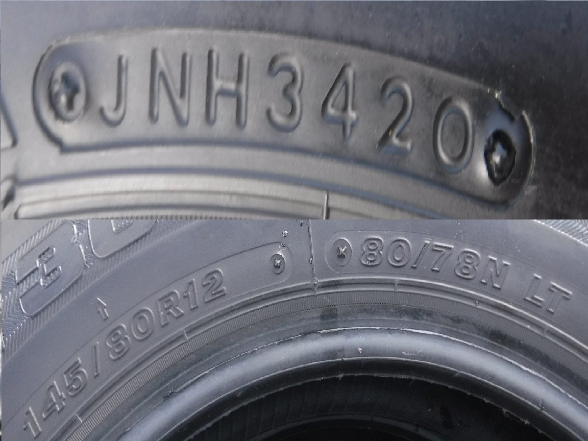 【K495】スタッドレスタイヤ4本 145/80R12 80/78N LT BRIDGESTONE ブリヂストン W300 2020年 中古 ◆◆個人宅配達不可◆◆_画像8