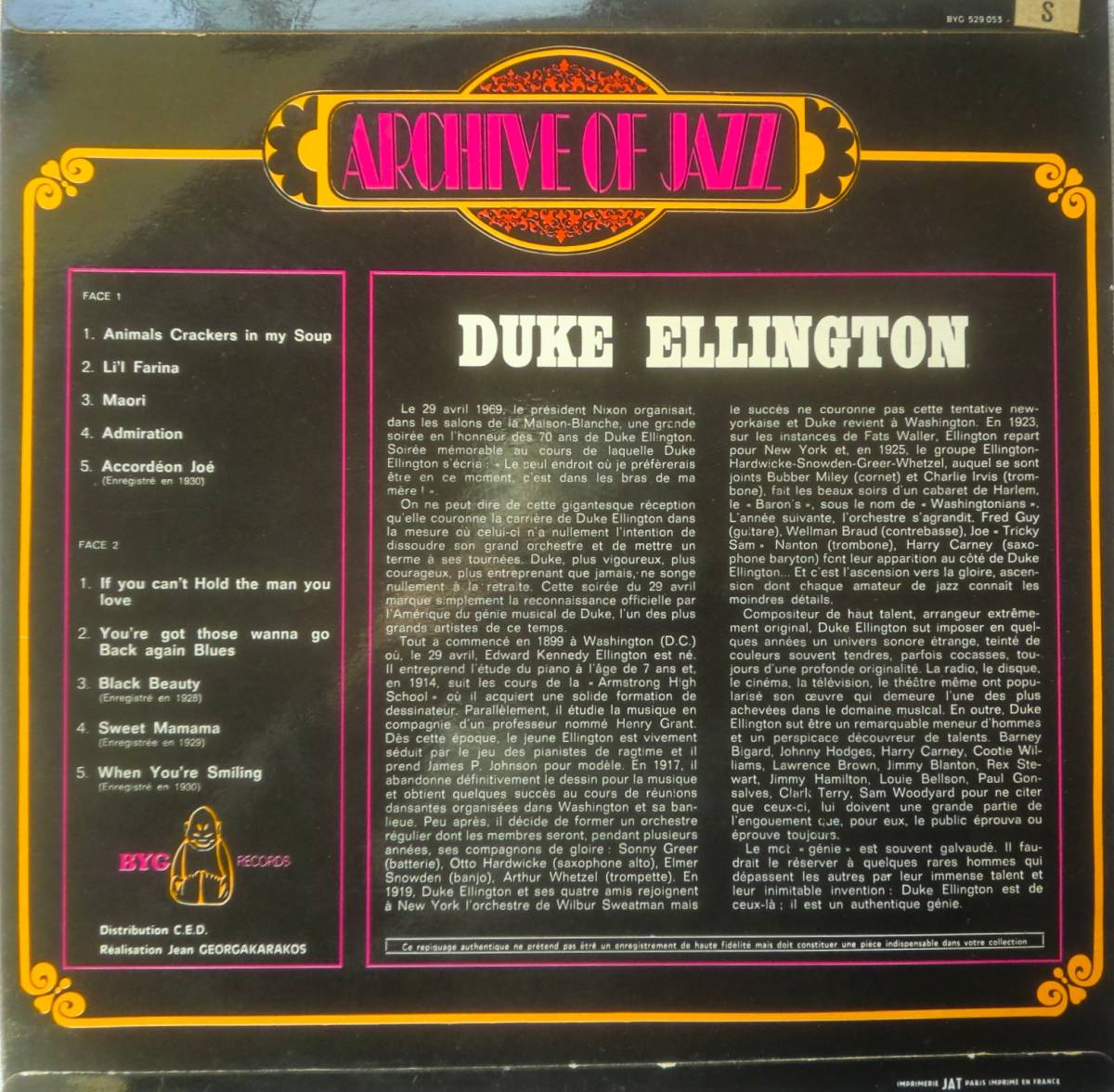 ★FRANCE ORG LP★DUKE ELLINGTON★ARCHIVE OF JAZZ VOLUME 3 - ANIMAL CRACKERS IN MY SOUP★69'SWING JAZZ名盤★_画像2