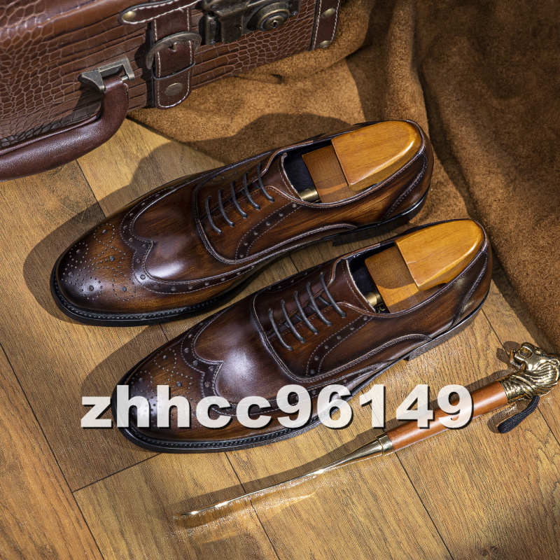 ■稀少品■職人手作り 最高級 皮靴 ビジネスシューズ メンズ レザーシューズ 紳士靴 本革 牛革 革靴 通勤 プレゼント サイズ選択可