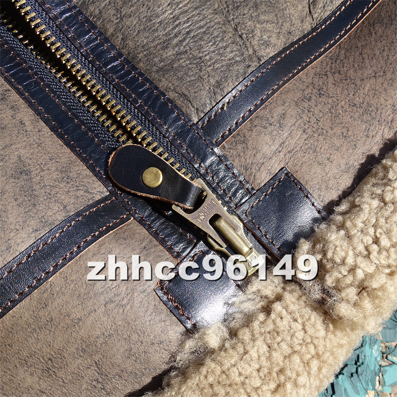 ■美品■メンズ 革ジャン TYPE B-3 最上級 羊革 フライトジャケット レザージャケット ウール 毛皮 超防寒 ライダース 本革 S~4XL_画像9