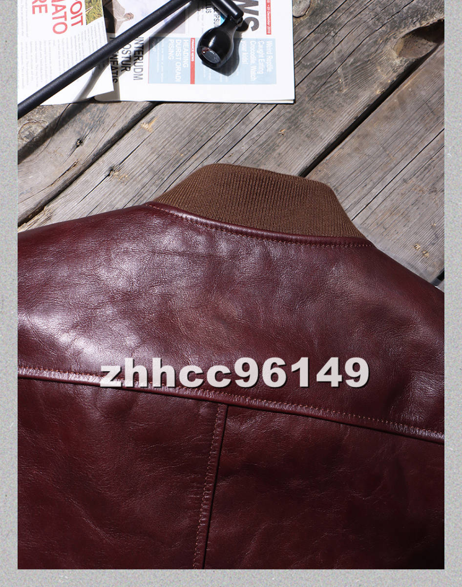 ■新品■メンズ 革ジャン TYPE A-1 最上級 牛革 フライトジャケット レザージャケット ライダース オイルレザー 本革 M~4XL_画像8
