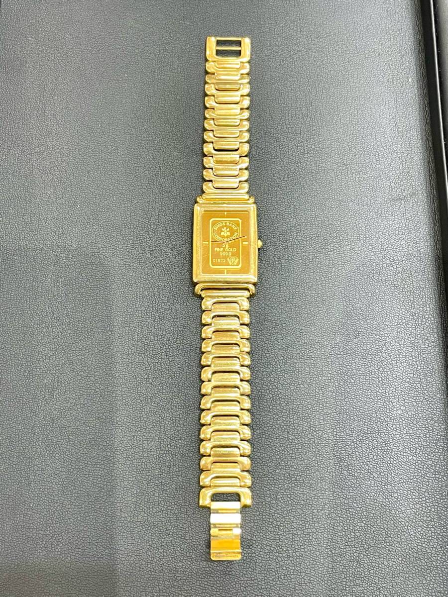FS1111 ZITURA FINE GOLD 999.9 G 20 MICRONS FOND ACIER SAPHIR 腕時計 24金 2g インゴット スイス銀行 現状品_画像1