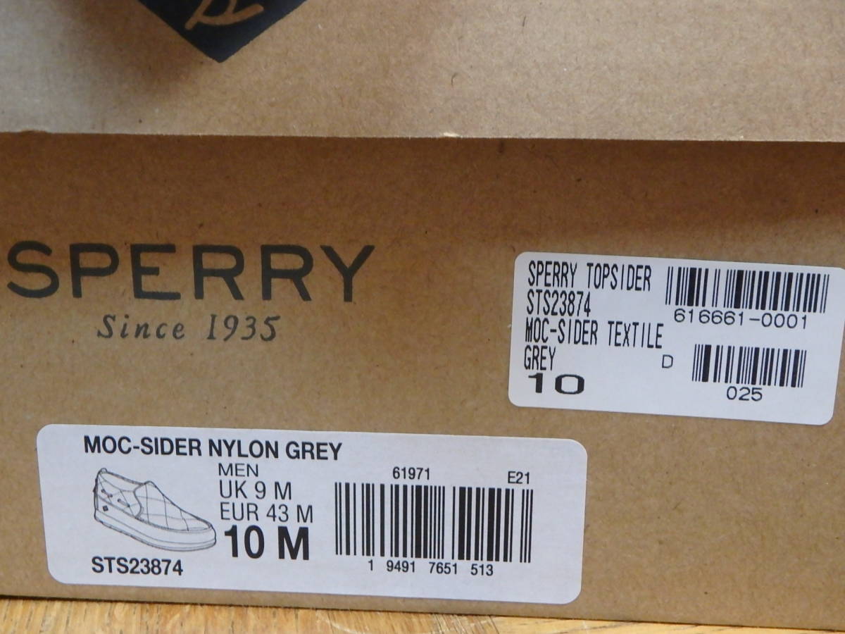 *SPERRY TOPSIDERs Perry верх носорог da-=MOC-SIDER TEXTILEmok носорог da-teki стиль mok обувь =28cm не использовался с коробкой GREY