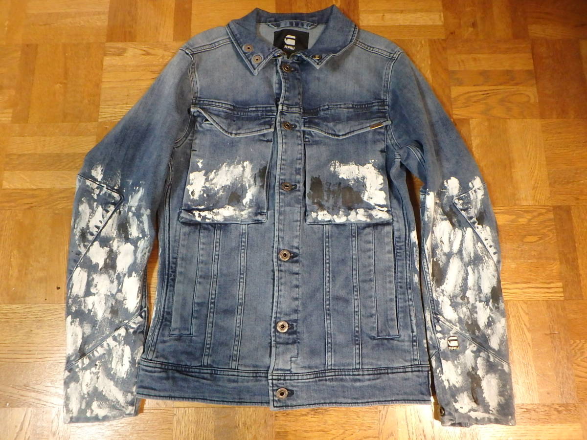 ★G-STAR RAW〓ペイント加工デニムジャケット〓XS 新品 VODAN SLIM JKT_画像1