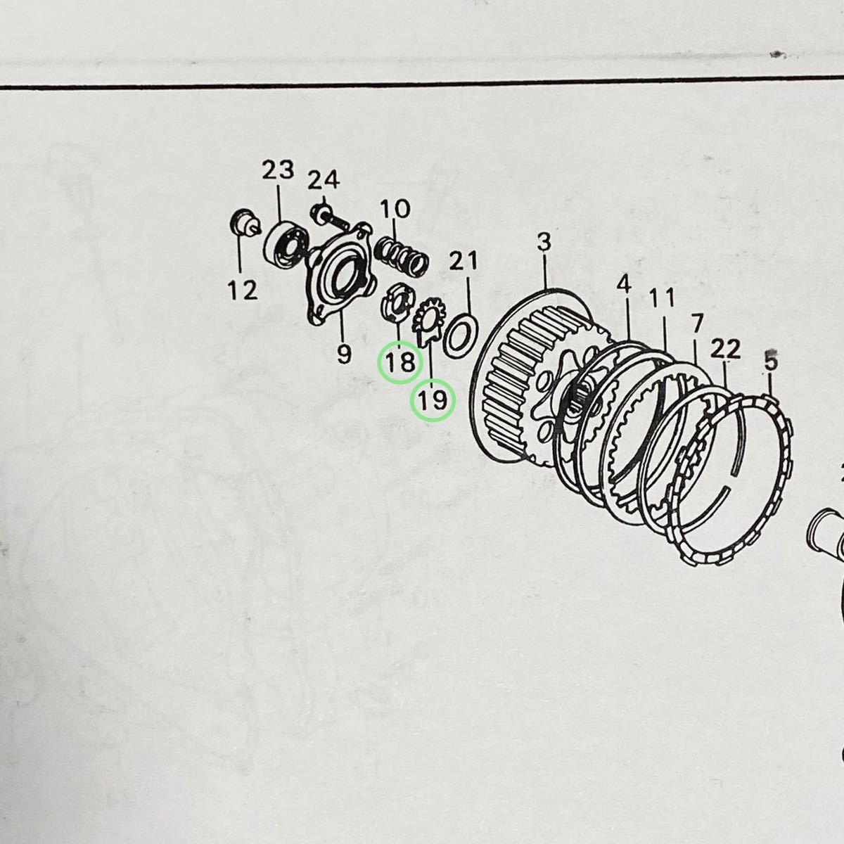 送料無料 ホンダ純正新品 CB400F 408 398 クラッチ センター ナット ロックワッシャー セット クラッチ板 ハウジング エンジン 19_画像2