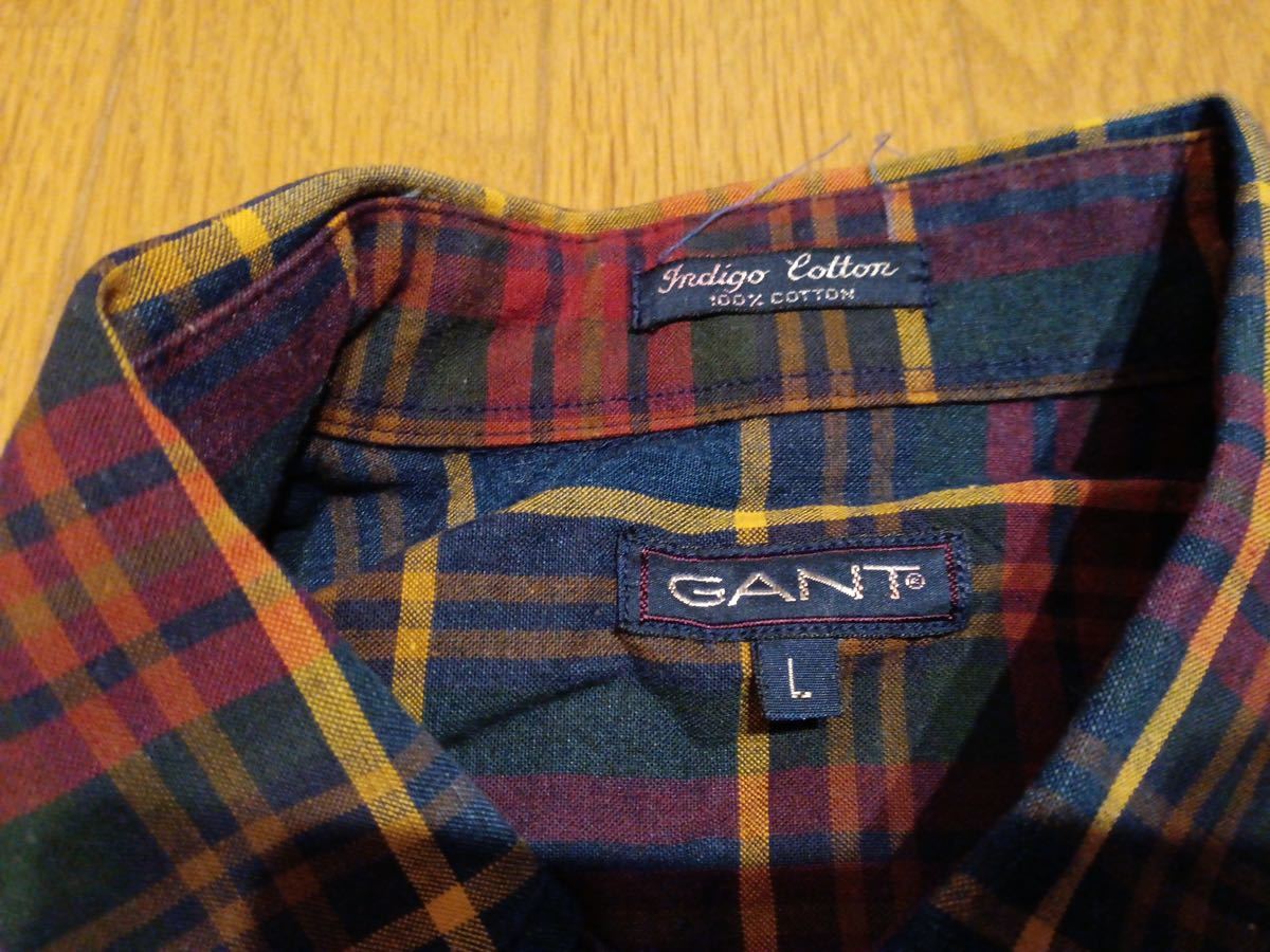 90s ポルトガル製 ガント GANT 長袖チェックシャツ L ビッグサイズ 90年代 *TS512_画像2
