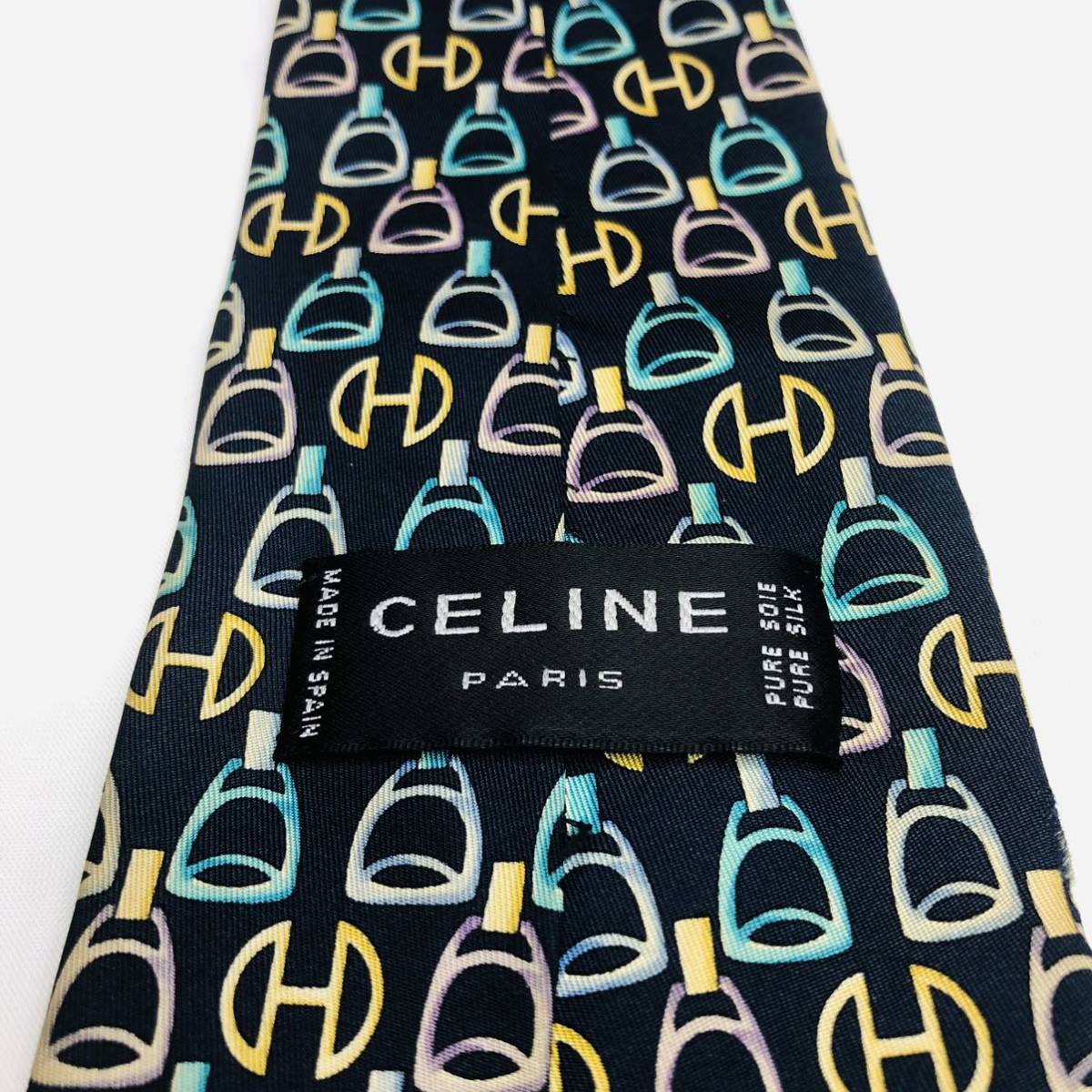 CELINE Celine necktie high brand dark gray total pattern high class silk 100%