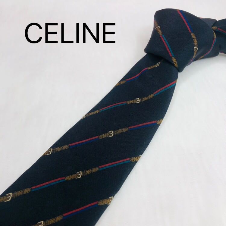 Celine Celine Necte High Brand Stripe Black Luxury Silk 100%