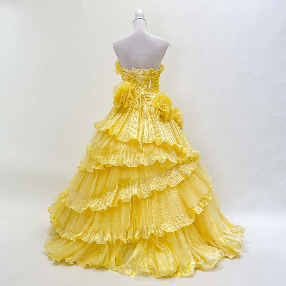  used color dress yellow yellow color race up 9~11 number T wedding photo wedding front .. musical performance . stage dress C-200