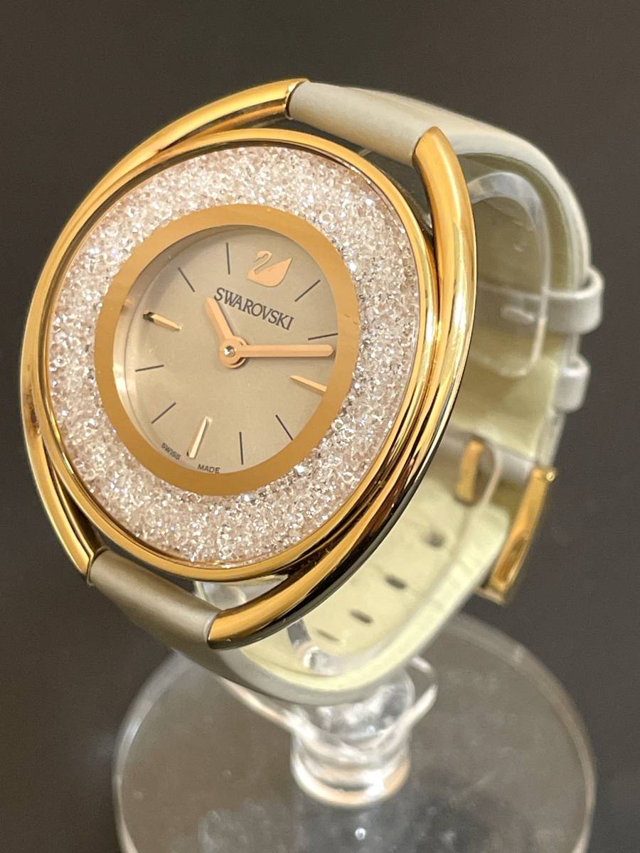 ☆【電池交換済・稼働品】 SWAROVSKI スワロフスキー Crystalline Oval クリスタルライン オーバル Rose Gold 腕時計 5158544 管DGFA_画像1