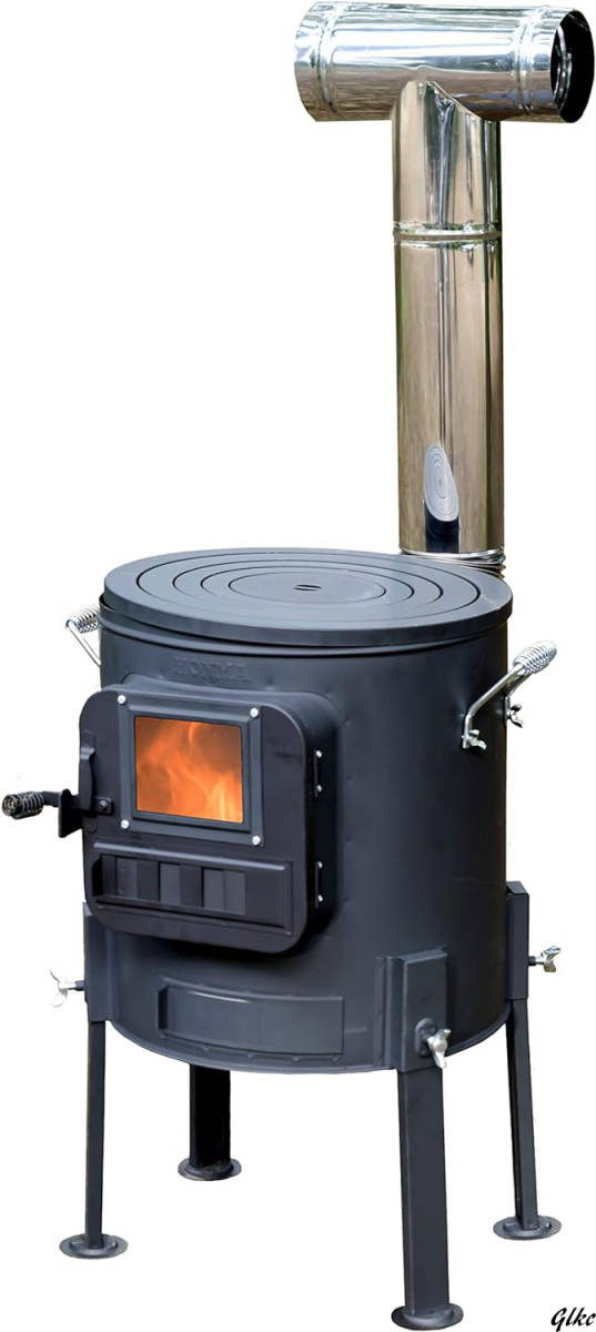 薪ストーブ φ350x高さ600mm クッキングストーブ キャンプ アウトドア レジャー 簡単組立 暖炉 屋外 脚高タイプ 煙突ステンレス