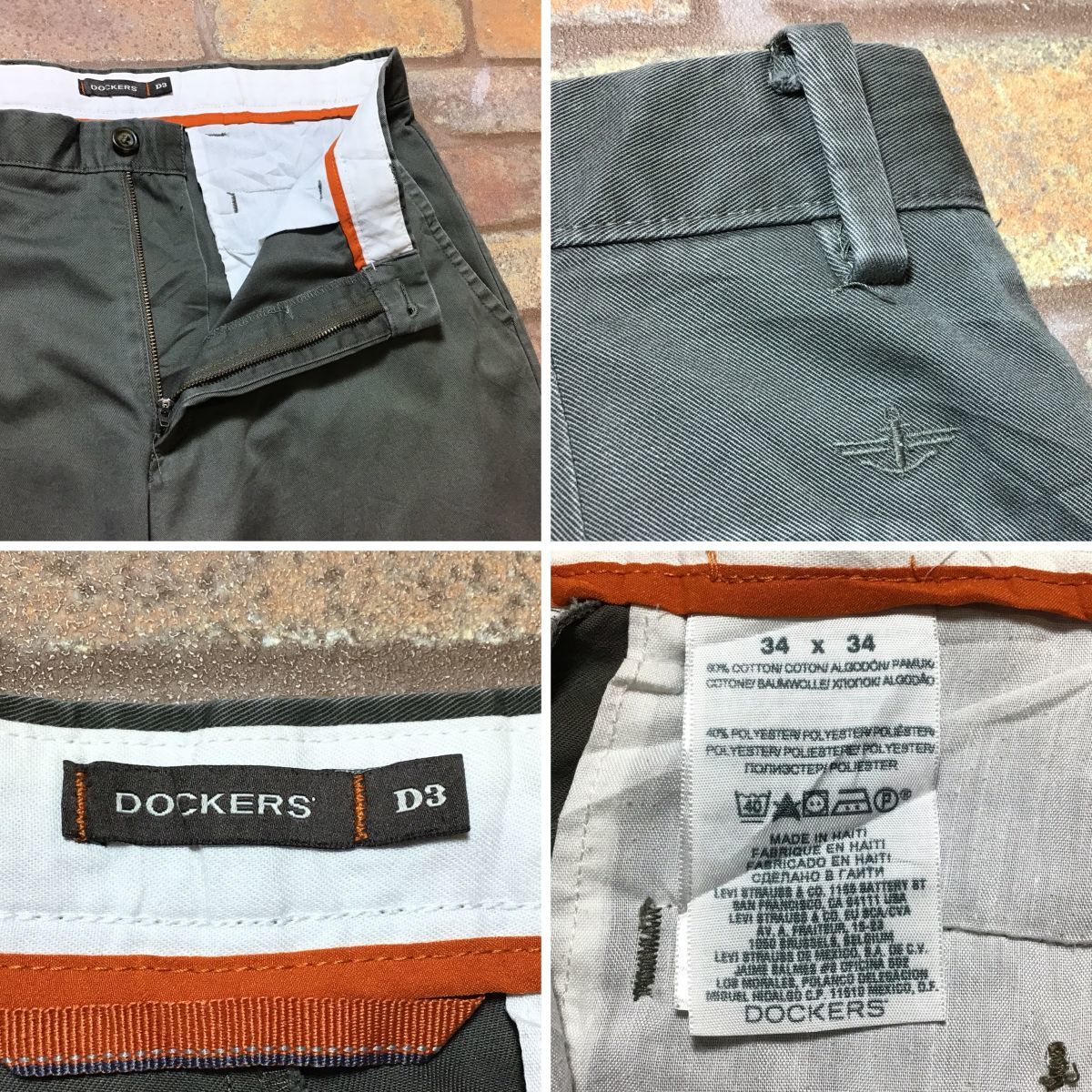 BP2-812★W86センチ位★USA買付商品★【DOCKERS】オリーブグリーンカラー トラウザーズパンツ【W34 メンズ L】古着 リーバイス ワーク_画像6