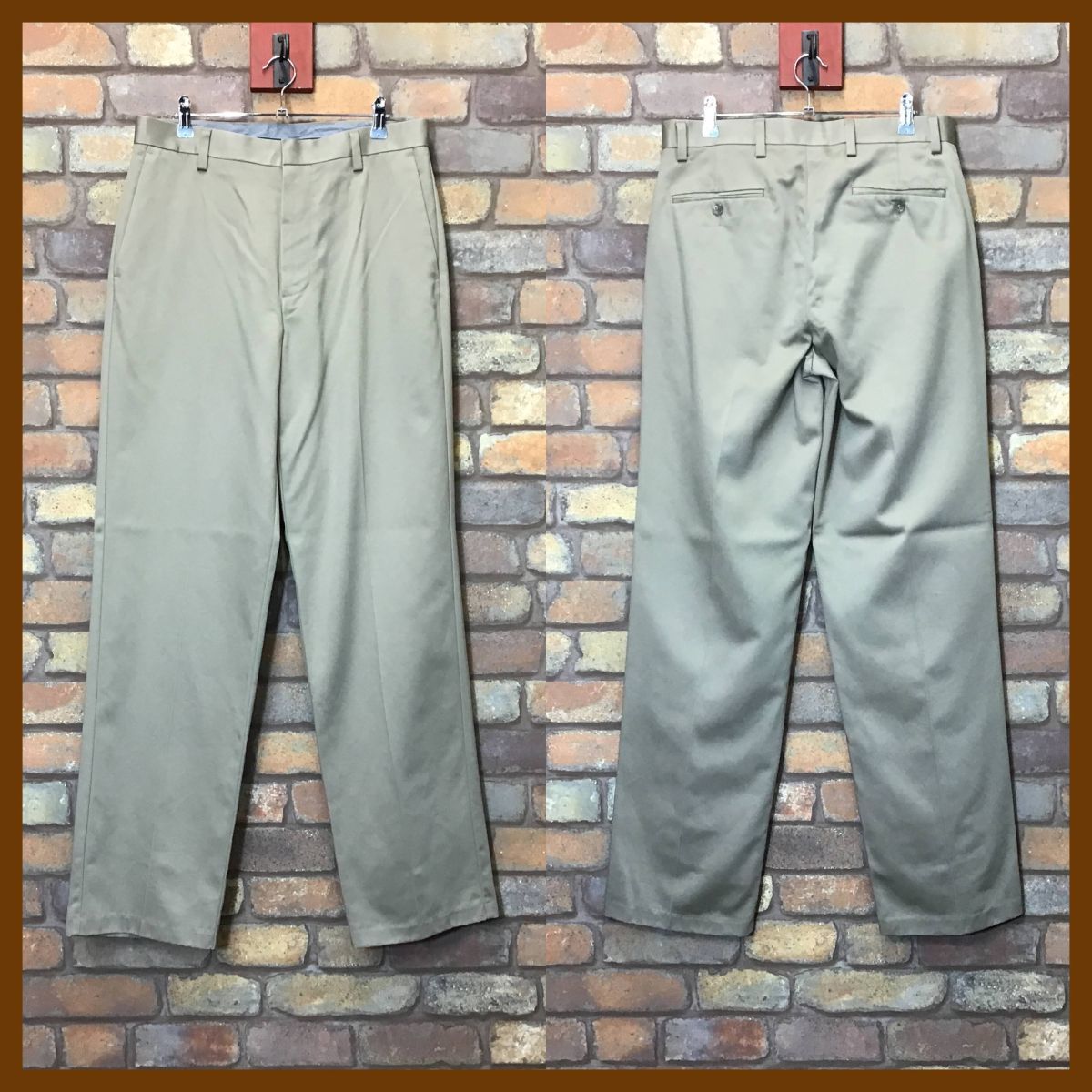 BP2-404★W84センチ位★アメリカ買付商品★【DOCKERS ドッカーズ】ノータック スラックス【W32×L34 メンズ M】ベージュ USA古着 ゴルフ_画像7