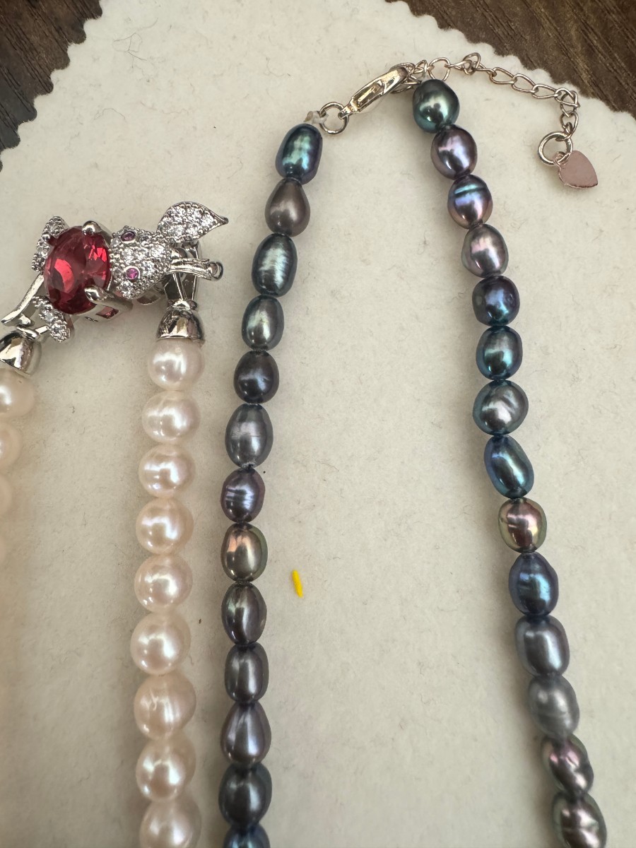 天然真珠 2点まとめ タヒチパール バロック真珠 パール ネックレス デザインアクセサリー _画像5