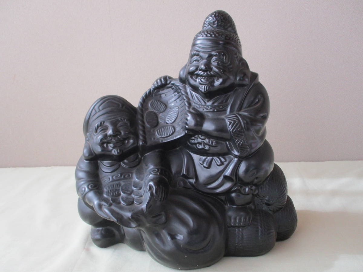 大黒・恵比寿の置物 陶器製・縁起物・七福神・インテリア・美術 大黒・恵比寿の置物 陶器製・縁起物・七福神・インテリア・美術