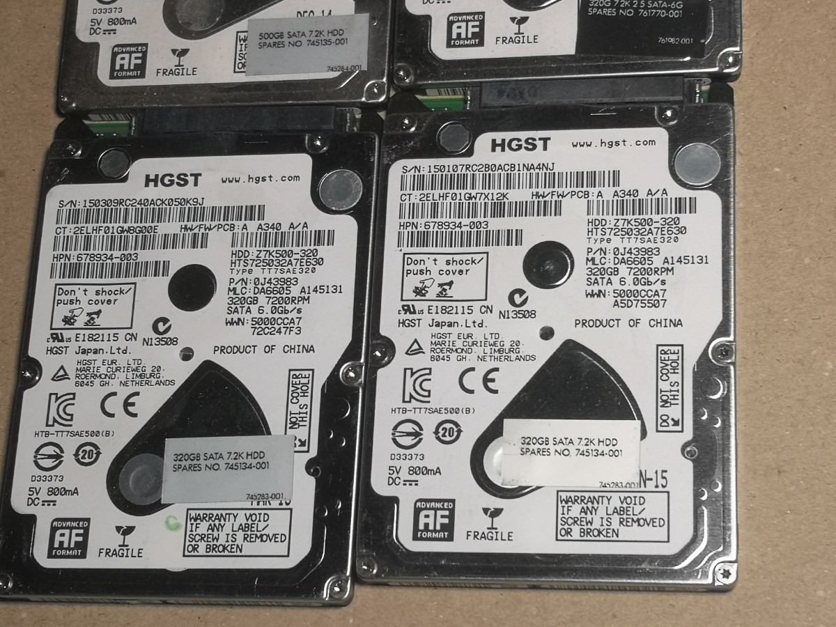 HGST Z7K500-500 500GB HDD 4個セット ジャンク扱い_画像4