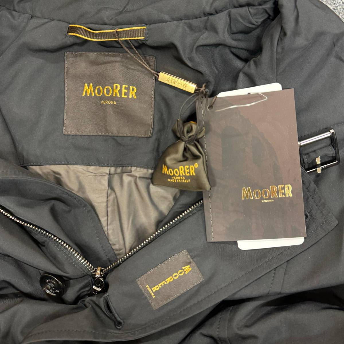 定価181500円 国内正規 新品 ● MOORER 23SS NABUCCO-KM ナブッコ ダブルブレスト ナイロン ジャケット ムーレー ブラック 46_画像3