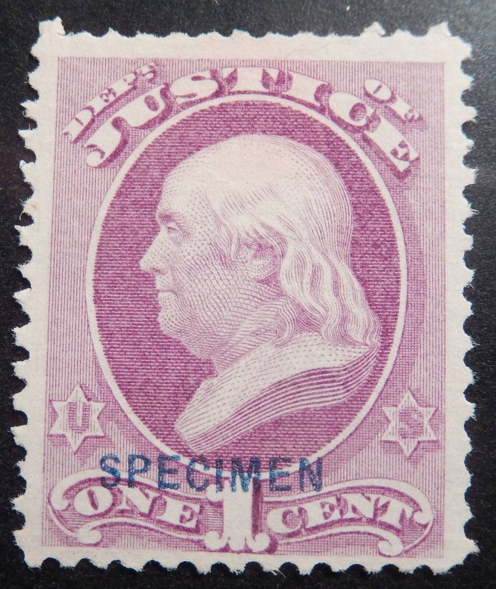 見本切手　アメリカ　1888年～１８９０年　１セント未使用切手　Scott#O 25　ガムなし_画像1