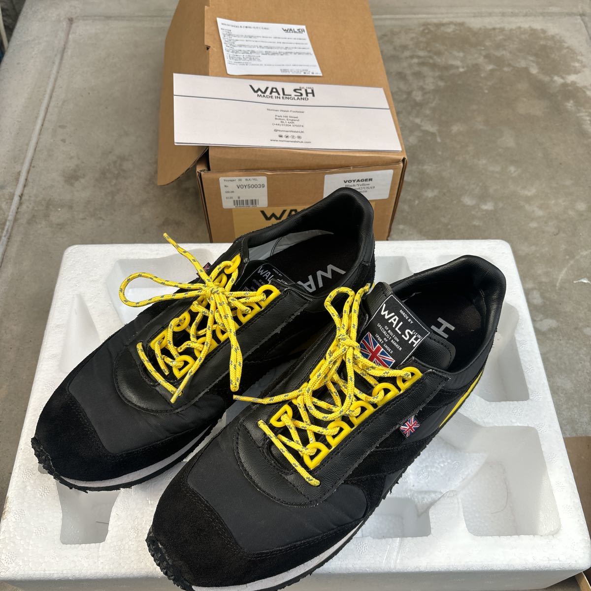 WALSH ウォルシュ 【MADE IN ENGLAND】 VOYAGER ボイジャー BLACK/YELLOW スニーカー 靴 US9 EU42 27.0 8 メンズ スポーツシューズ_画像1