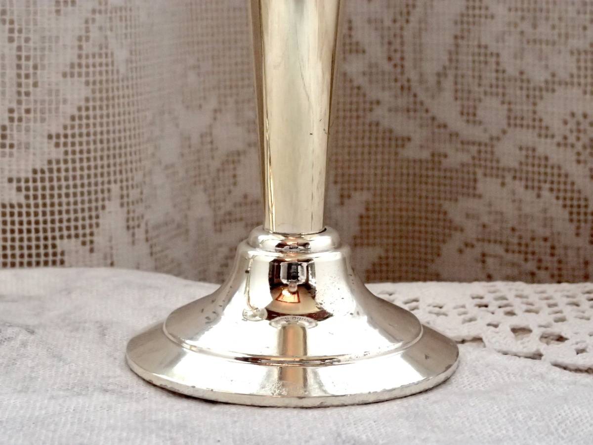  原文:英国アンティーク 純銀P シルバープレート フラワーベース ペア 花器 透かし細工 イギリス製