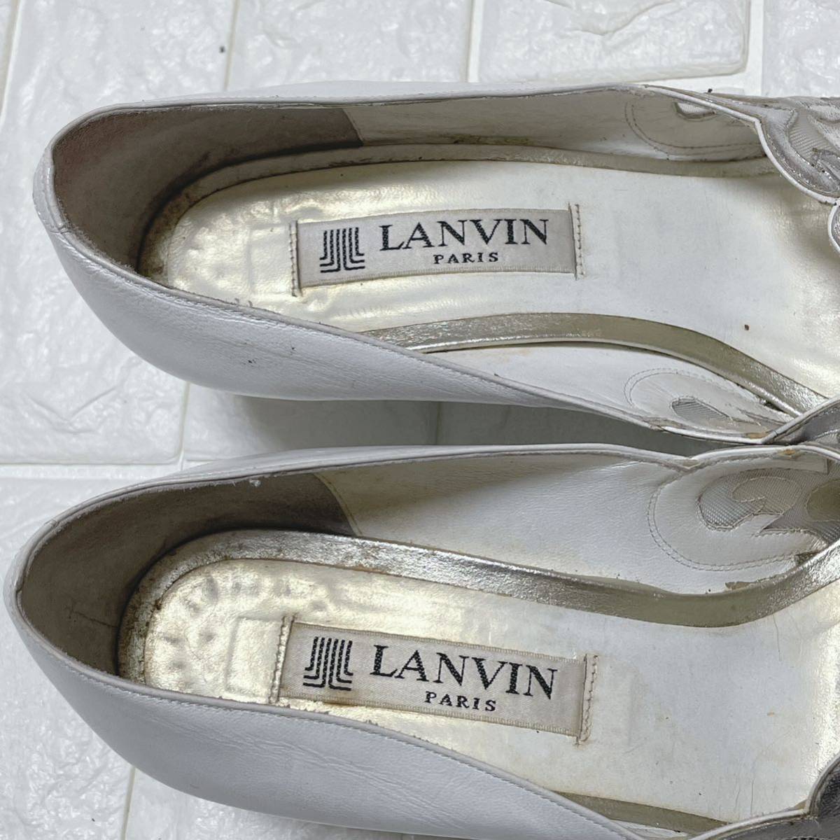 LANVIN ランバン　パンプス　サイズ6　23.5cm　ホワイト　白　日本製　シューズ　靴　ヒール　ミュール　レディース　1円～_画像7