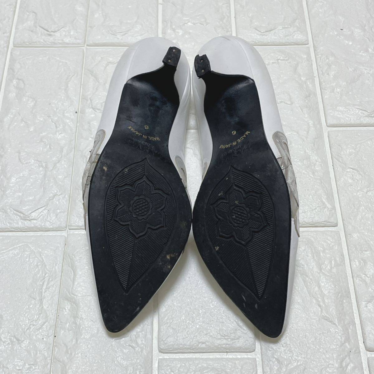 LANVIN ランバン　パンプス　サイズ6　23.5cm　ホワイト　白　日本製　シューズ　靴　ヒール　ミュール　レディース　1円～_画像9