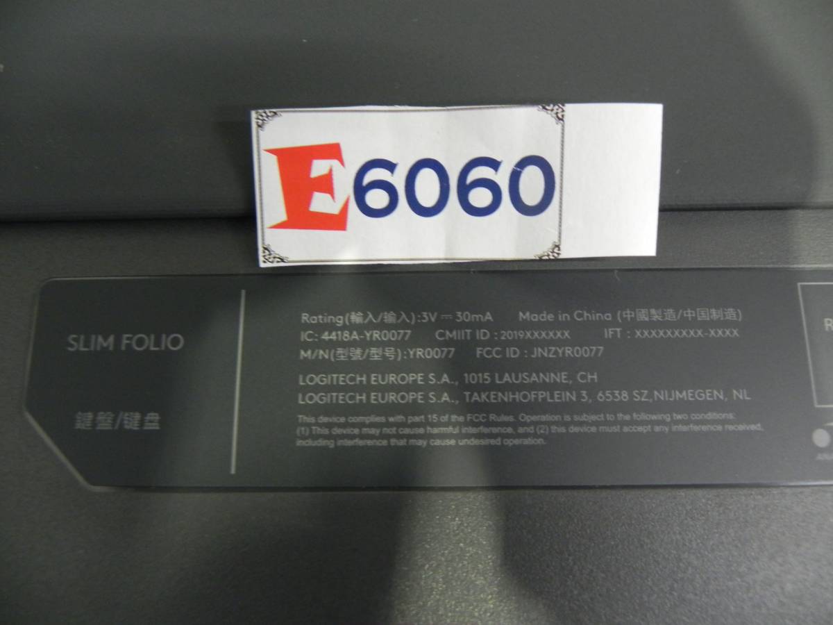 E6060 Y Logicool ロジクール SLIM FOLIO YR0077 iPad用 キーボードケース_画像4