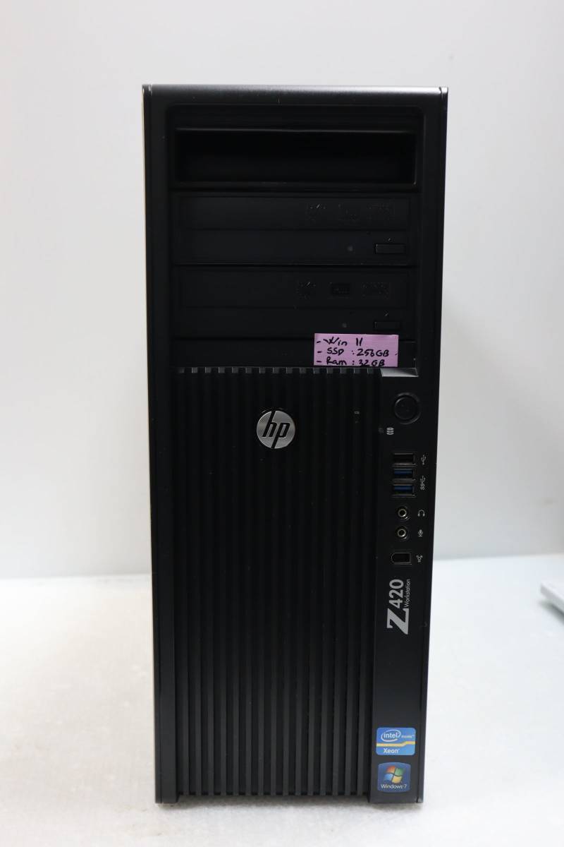E0805（S）T 初期保証付・良品 HP Z420 Workstation Windows 11 Pro Intel Core @ 3.3GHz 32GB 新品SSD256GB_画像1