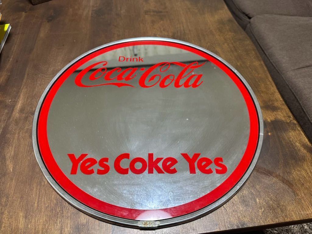 昭和レトロ 希少 コカ・コーラ Coca Cola 鏡 パブミラー Yes Coke Yes コカコーラ 当時物 インテリア ビンテージ