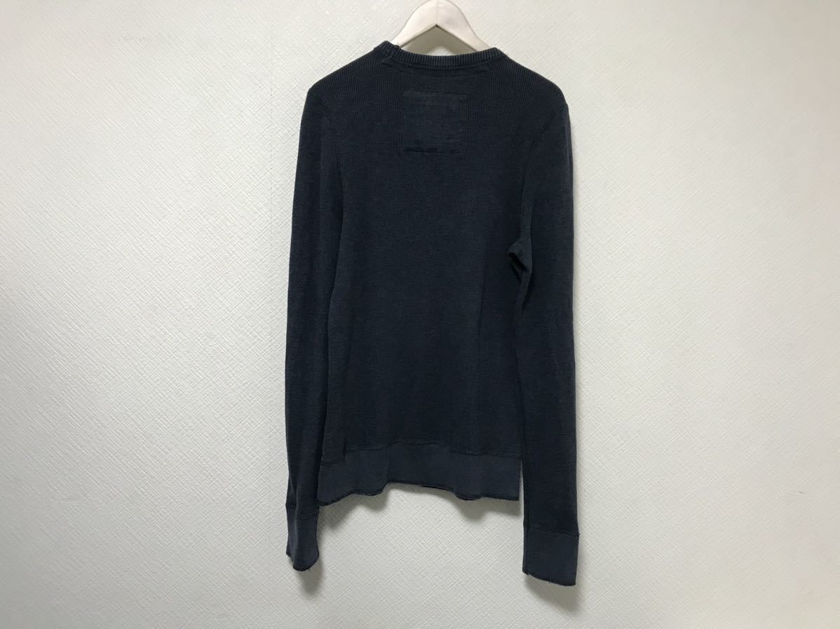 本物アバクロアンドフィッチAbercrombie&Fitchコットンワッフルロゴ刺繍長袖TシャツロンTメンズサーフアメカジミリタリー紺ネイビーS