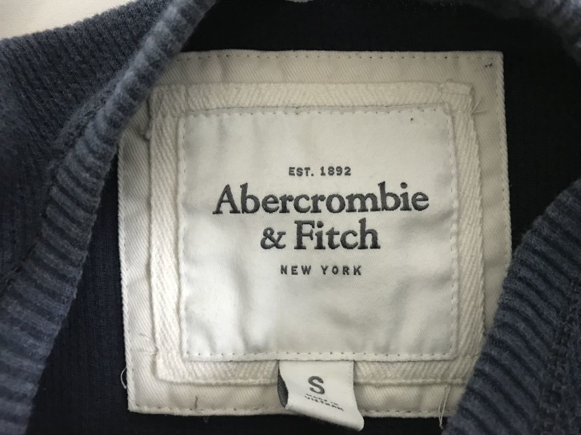 本物アバクロアンドフィッチAbercrombie&Fitchコットンワッフルロゴ刺繍長袖TシャツロンTメンズサーフアメカジミリタリー紺ネイビーS