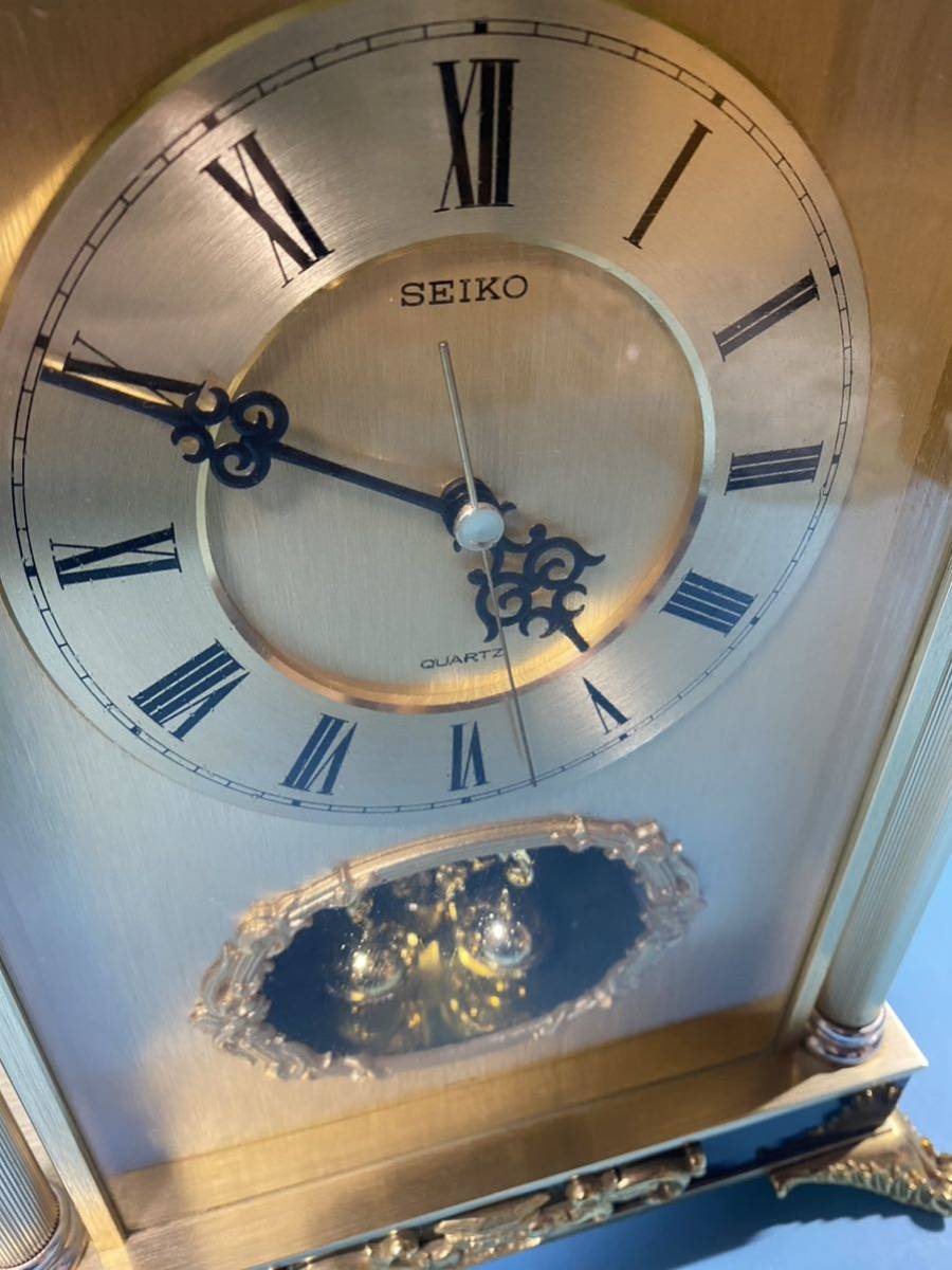 一円から〜【新入荷】稼働品　SEIKO セイコー QW471G 置き時計　回転飾り アンティーク 昭和レトロ EI4663 _画像2