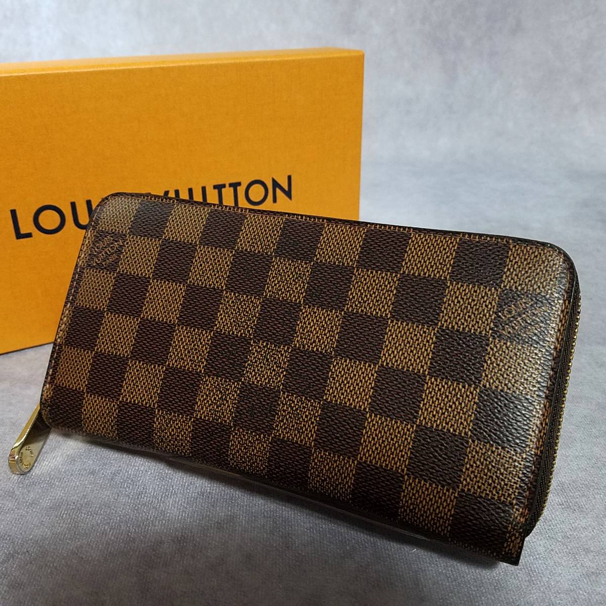 【良好】　LOUIS VUITTON　ルイヴィトン　正規品　本革　レザー　ダミエ　ジッピーウォレット　ラウンドファスナー長財布　N60015　LD11C_画像1