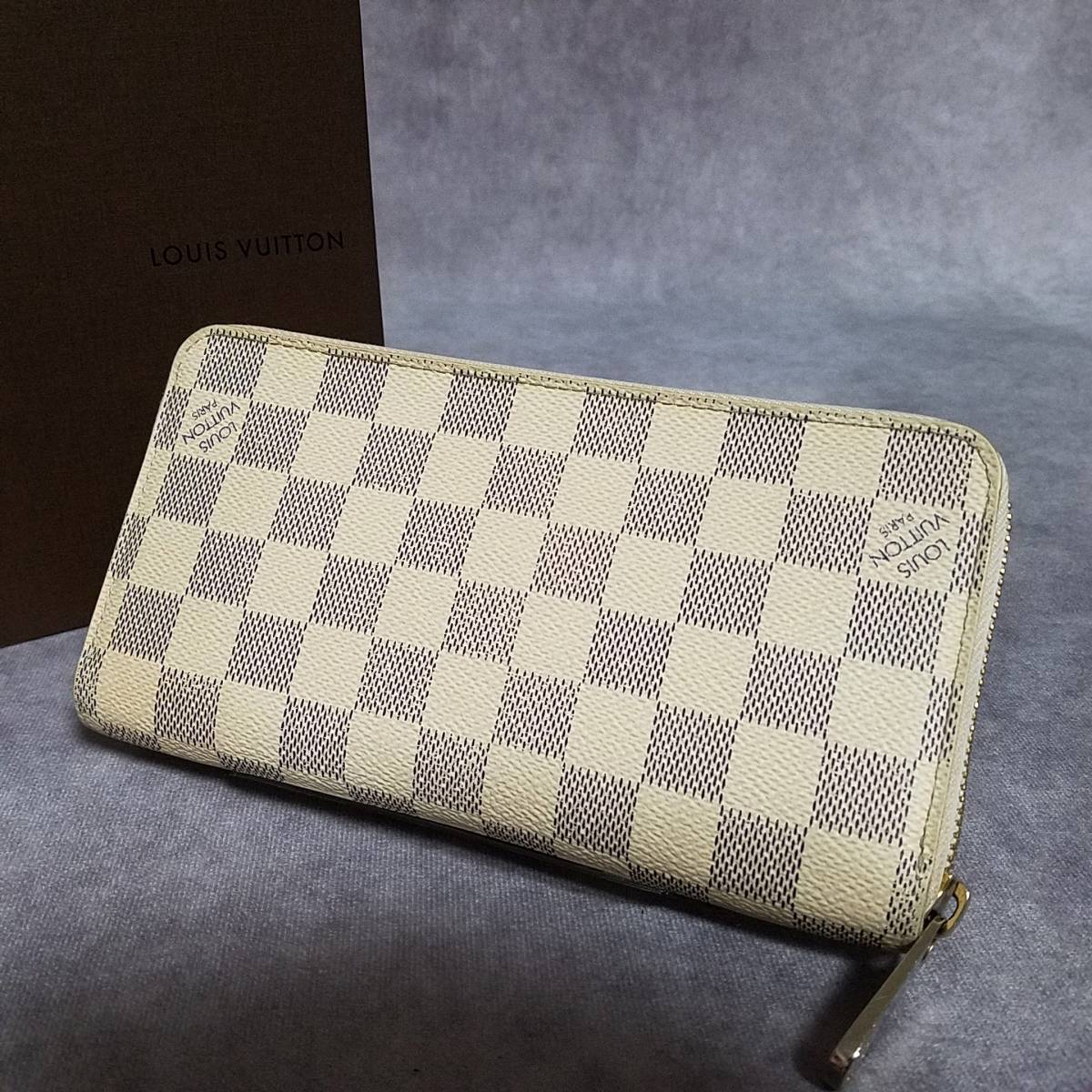 【良好】　LOUIS VUITTON　ルイヴィトン　正規品　ダミエ　アズール　ジッピーウォレット　ラウンドファスナー長財布　N60019　保存箱_画像1