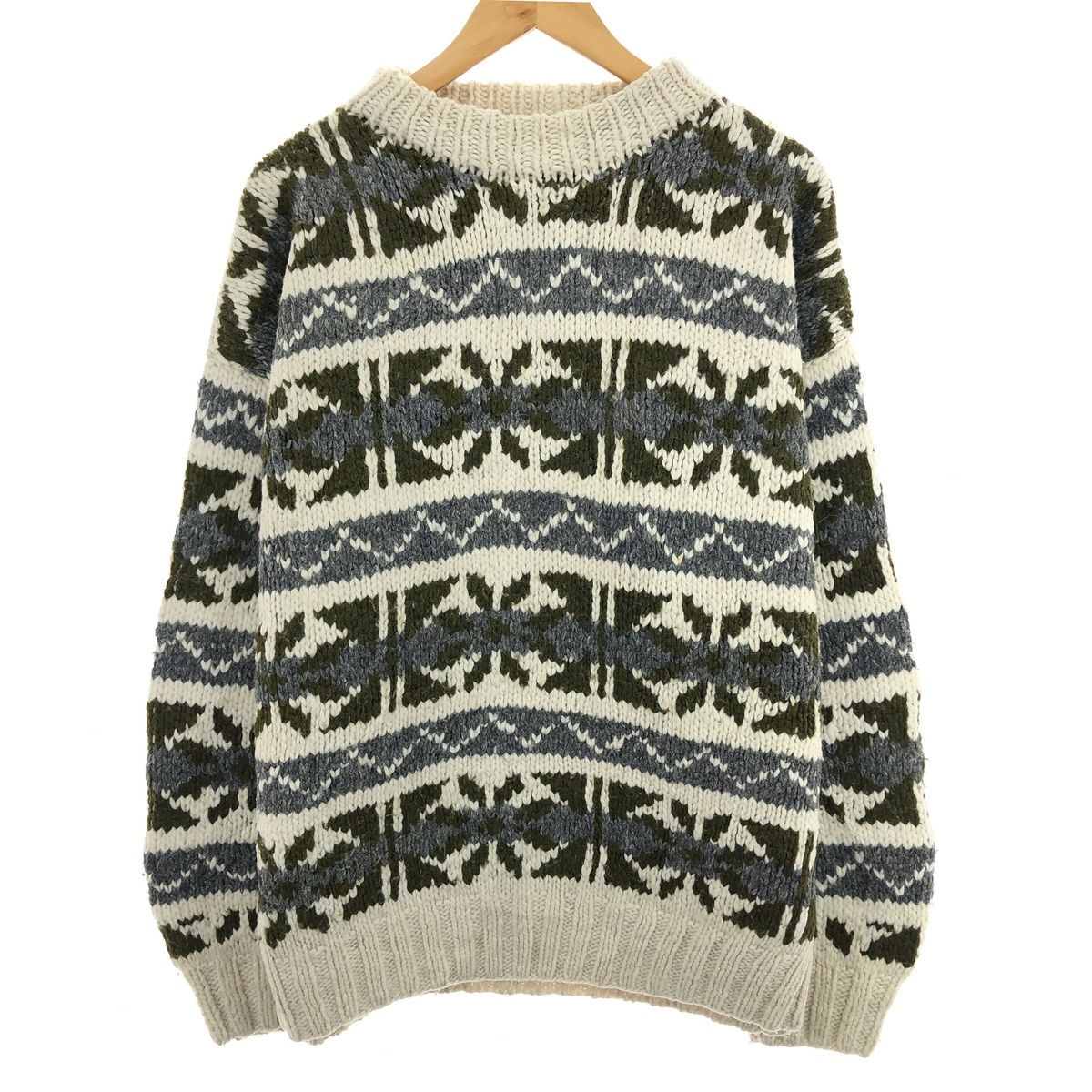 古着 ISHKA 総柄 エクアドルニットセーター エクアドル製 メンズXL /eaa383430