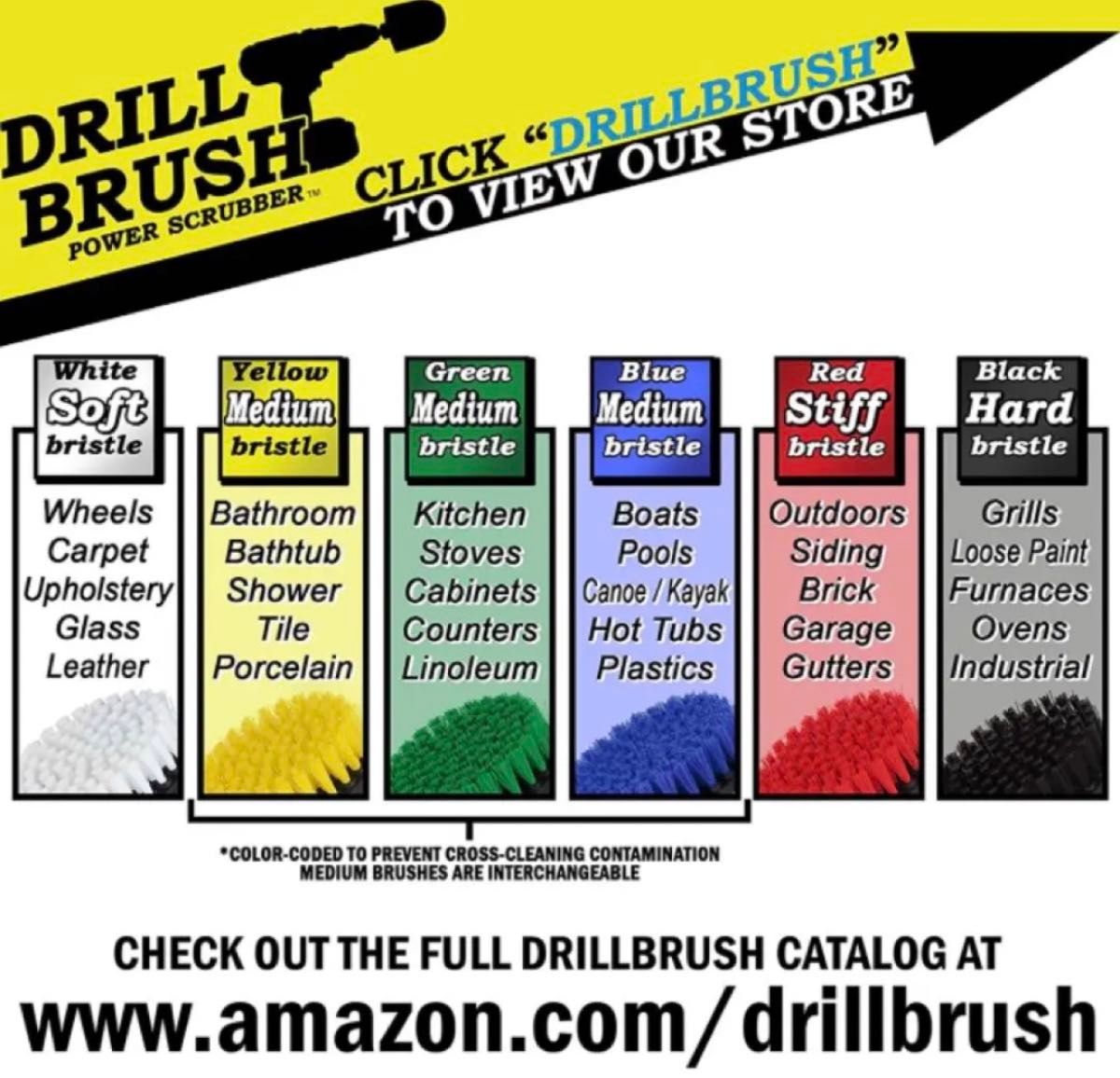【Drillbrush】2点セット 大人気 硬い毛 ドリル搭載 デッキ スクラブブラシ ドリルブラシ 洗車 クリーニング