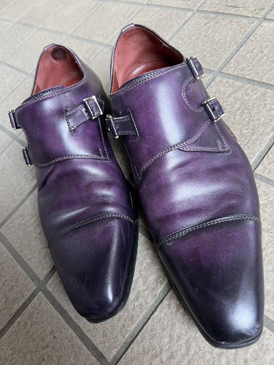 革靴：MAGNANNI　箱付き　３９　紫.、靴底に汚れあり_画像1