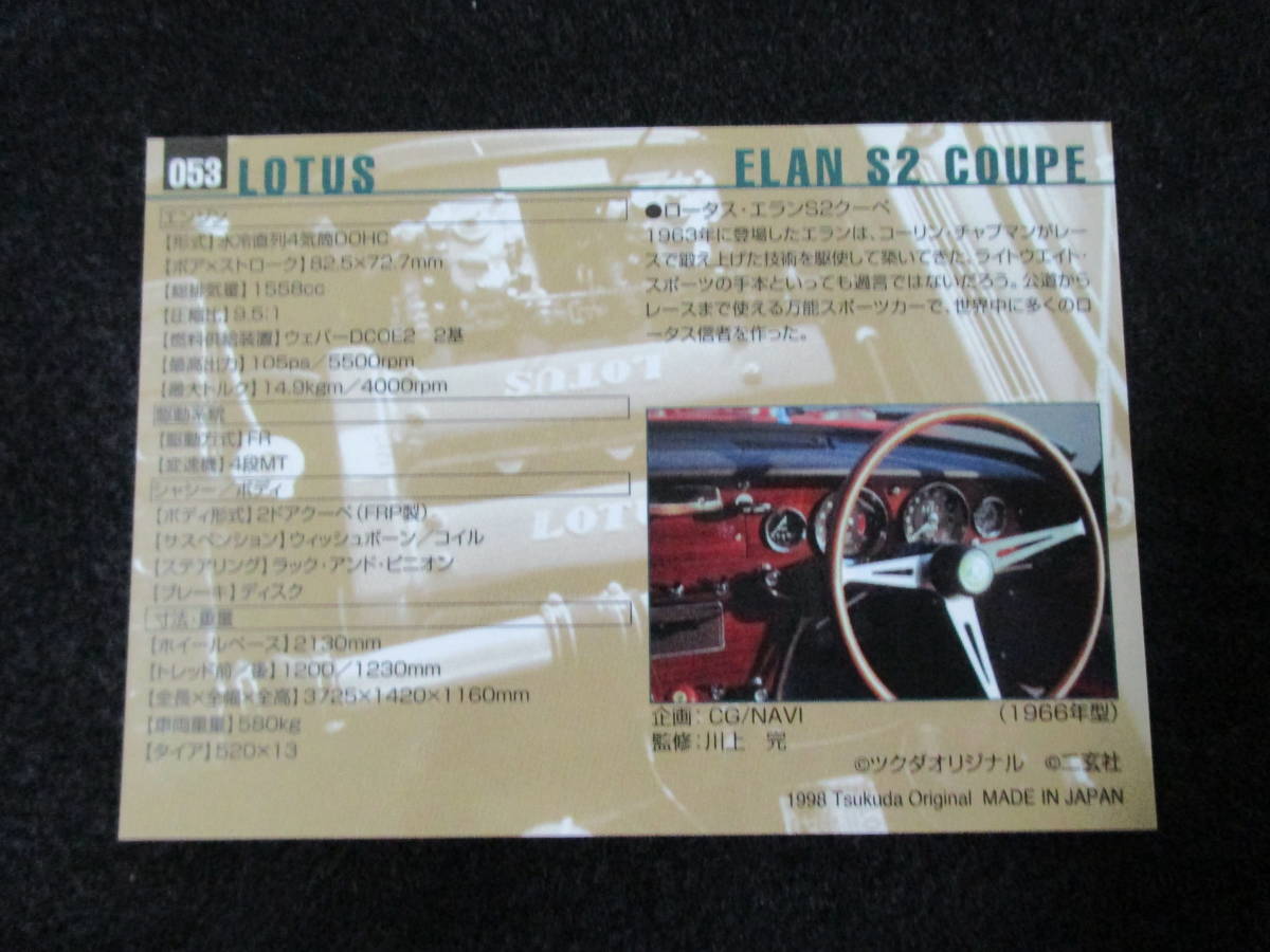 ロータス　エランS2クーペ　１９６６年型　ツクダオリジナル　モーターカー　スポーツカー　レトロカード_画像2