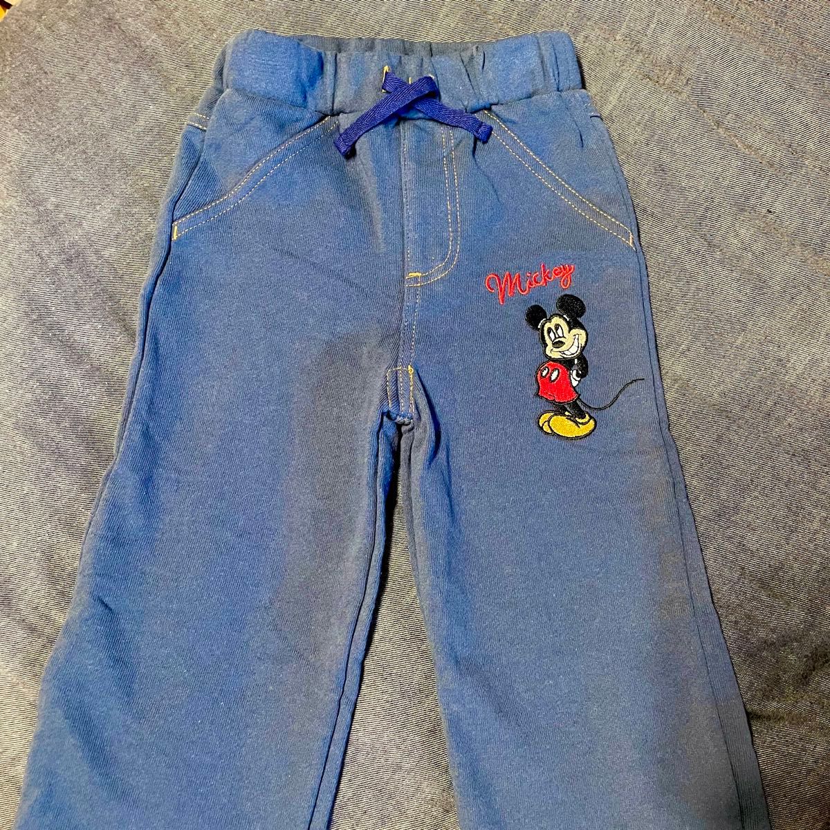 100cm リトシー  littc ミッキー ミッキーマウス 刺繍 綿100％ パンツ ズボン ボトムス ディズニー Disney
