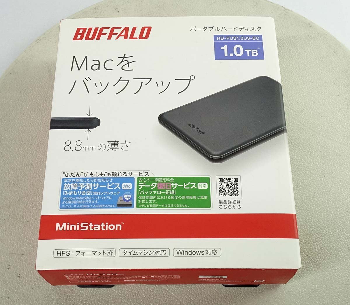 付属品有り データ無し HDD1TB BUFFALO HD-PUS1.0U3-BC 外付けHDD Mac USB バッファロー ハードディスク S121906_画像1