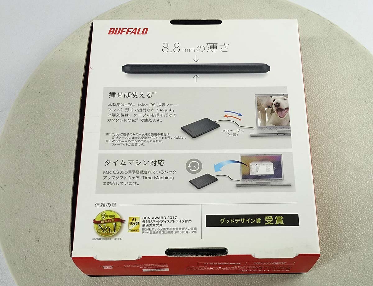 付属品有り データ無し HDD1TB BUFFALO HD-PUS1.0U3-BC 外付けHDD Mac USB バッファロー ハードディスク S121906_画像3