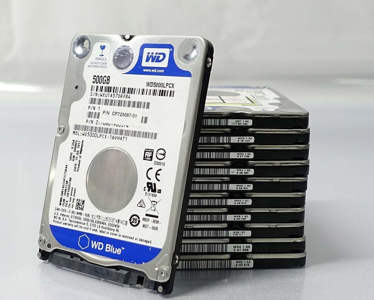 レターパック 11個セット WD WD5000LPCX LPVX -08V0T 500GB HDD 2.5インチ/SATA/データ消去 ハードディスク Western digital S120609_画像1