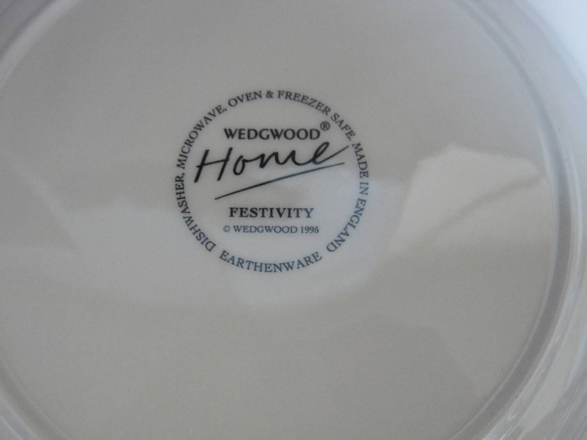 【B122】 WEDGWOOD ウェッジウッド 2枚セット HOME FESTIVITY 皿 大皿 プレート ホーム 直径約27㎝　ホワイト_画像8