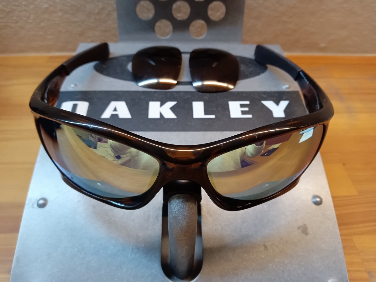 【美品♪ゴールド偏光♪】べっ甲/ジャパンフィット/ピットブル/オークリー/oakley/PITBULL /検サングラス 釣りラン自転車 