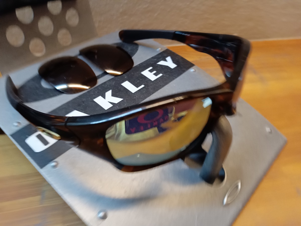 【美品♪ゴールド偏光♪】べっ甲/ジャパンフィット/ピットブル/オークリー/oakley/PITBULL /検サングラス 釣りラン自転車 