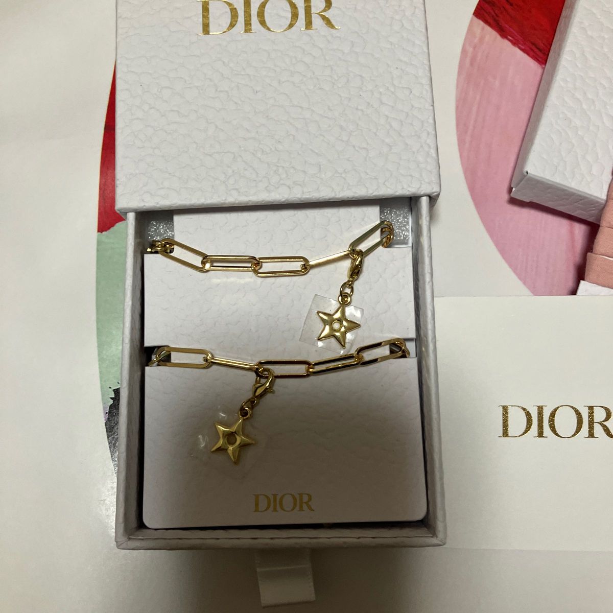 Dior ディオール ノベルティ ブレスレット チャーム チョーカー　ピンク　ゴールド　星