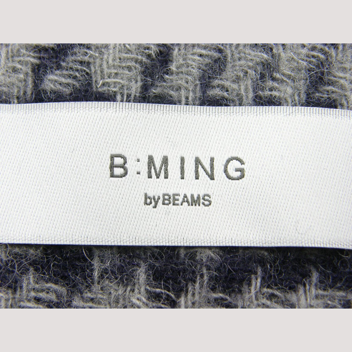 新品 B:MING by BEAMS 【ブリティッシュスタイル!】 ダブルフェイス 毛100% マフラー ネイビー グレー ★332180 ビームス グレンチェック_画像6