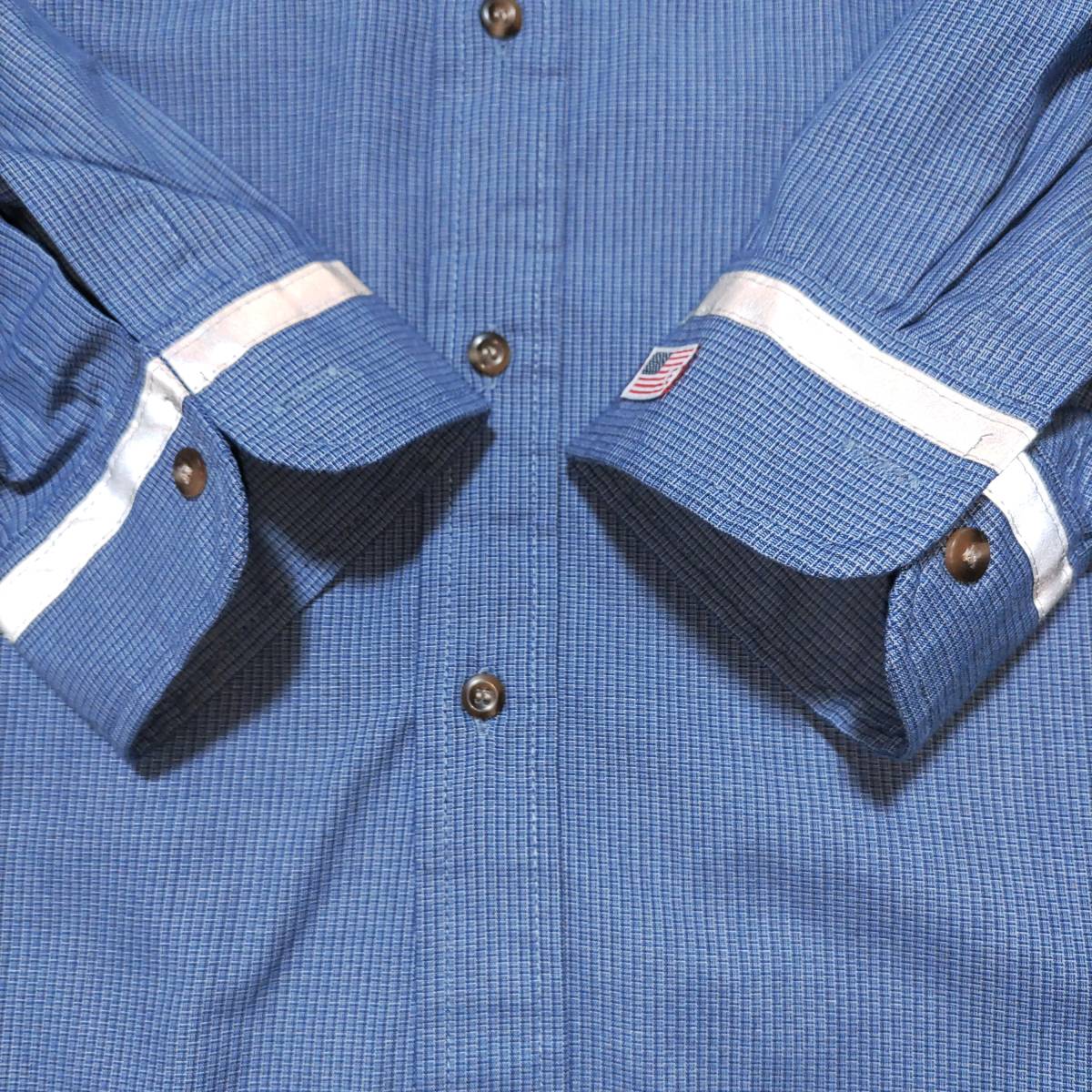 RED KAP 長袖ワークシャツ size 2XL オーバーサイズ ブルー ゆうパケットポスト可 胸 刺繍 AmeriGas USA国旗 袖 古着 洗濯 プレス済 a06_画像7